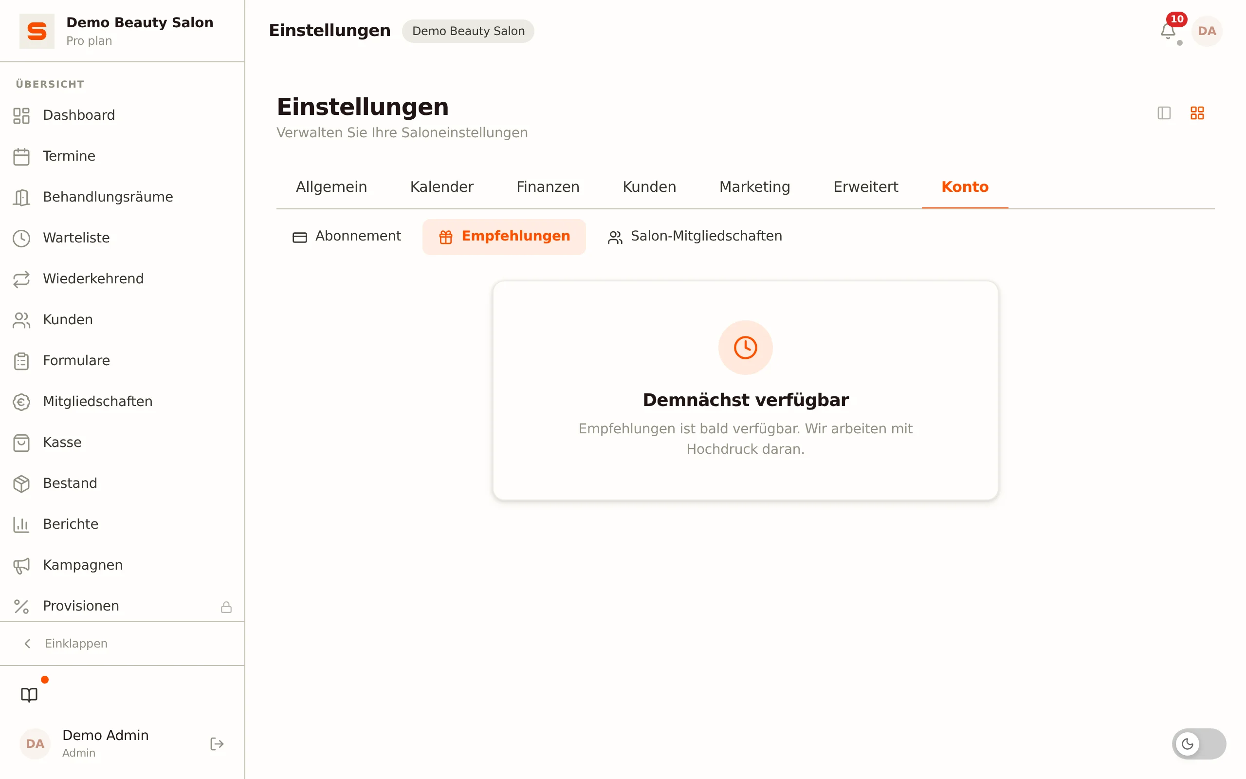 Screenshot von empfehlungsprogramm
