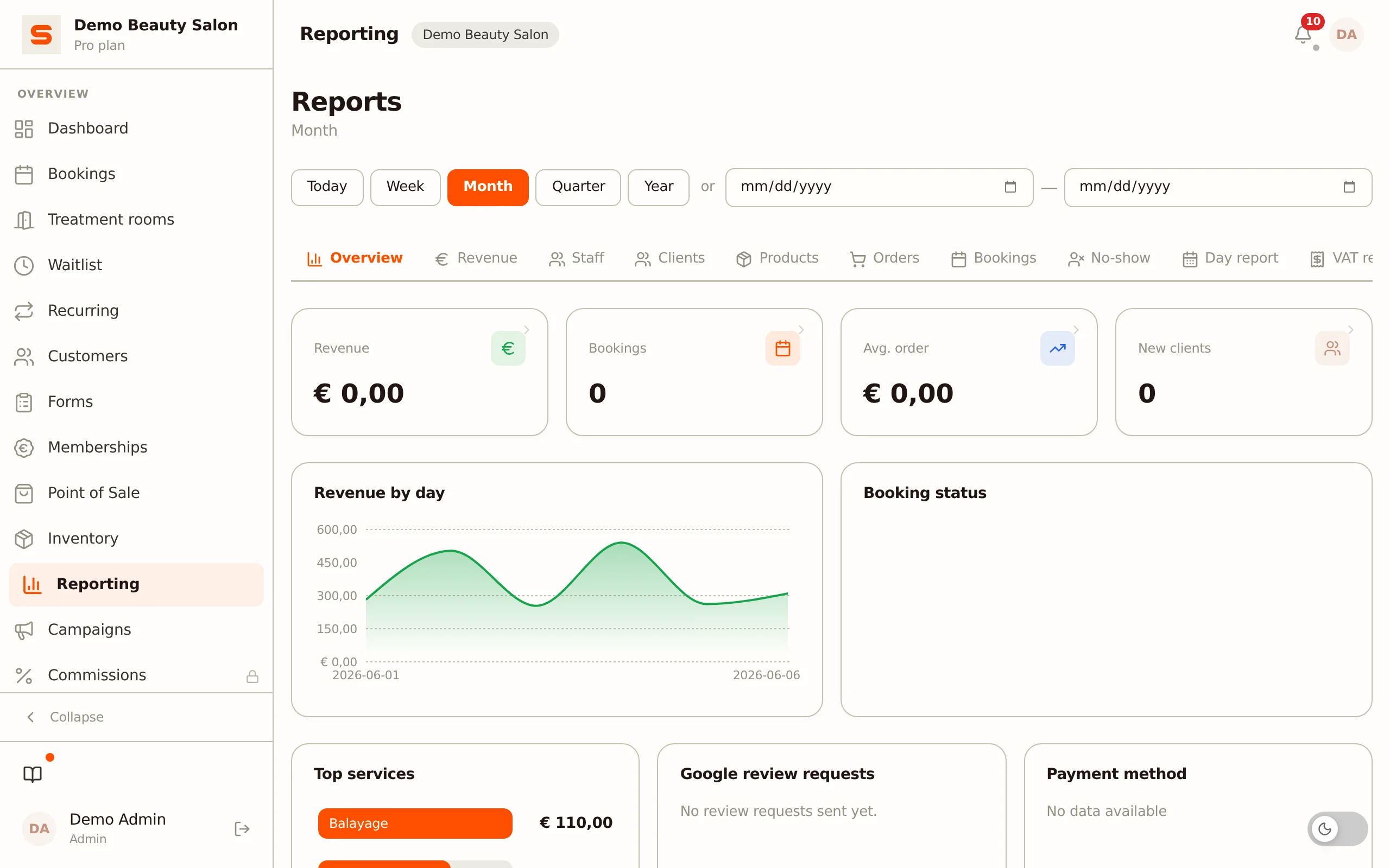 Screenshot of reports & analytics