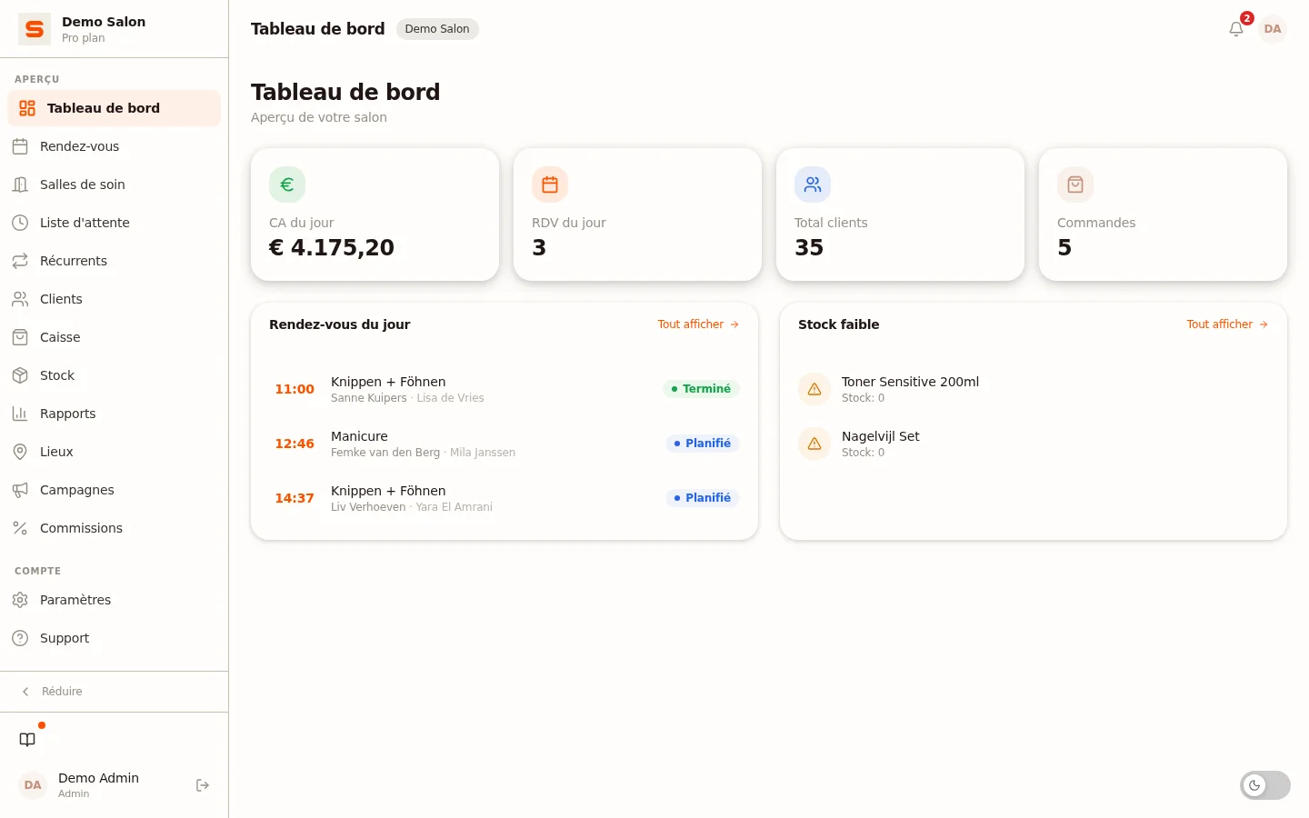 Capture d'écran de questions frequentes