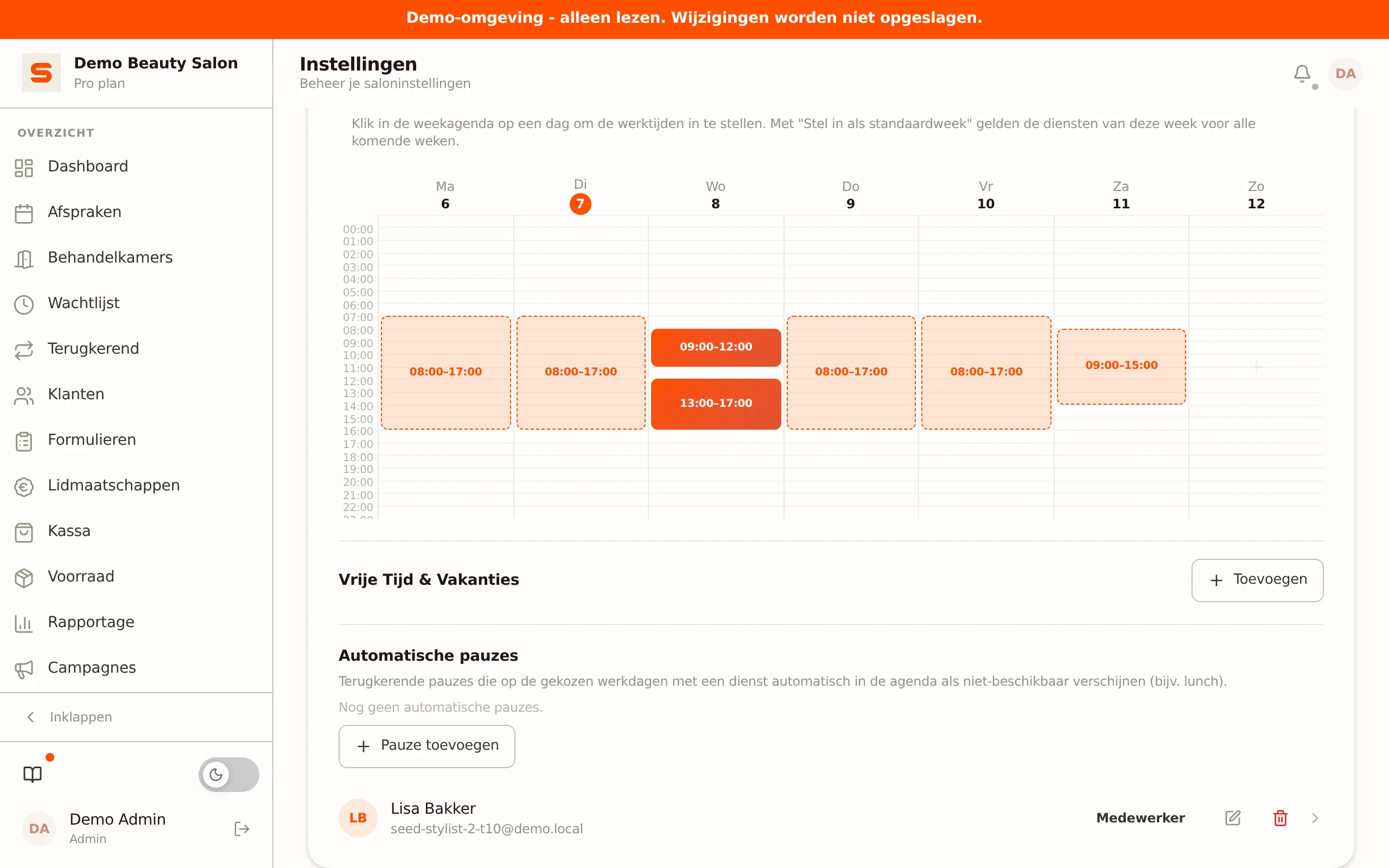 Rooster met een split dag: twee tijdblokken op een dag