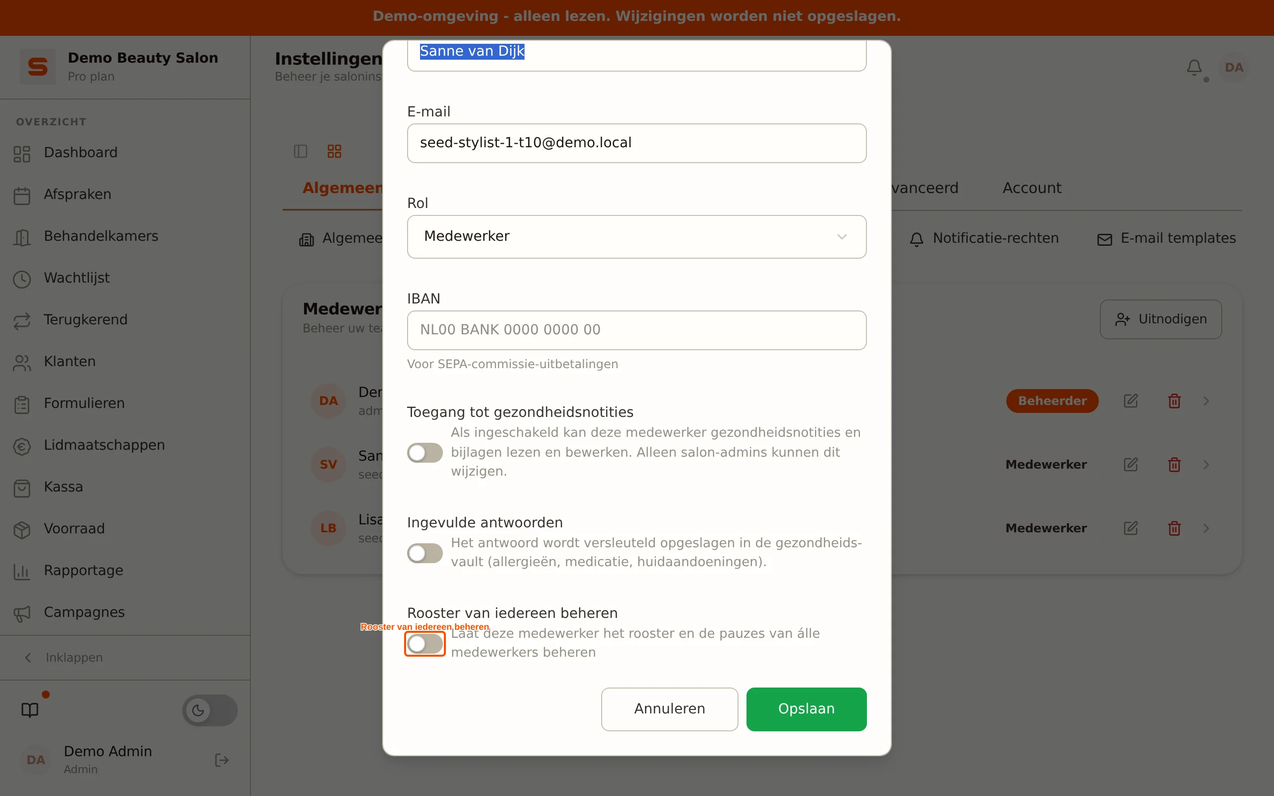 Schakelaar Rooster van iedereen beheren